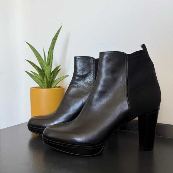Stuart Weitzman black leather Otherhalf platform heel calf boots - size 9 NWT - Picture 4 of 7